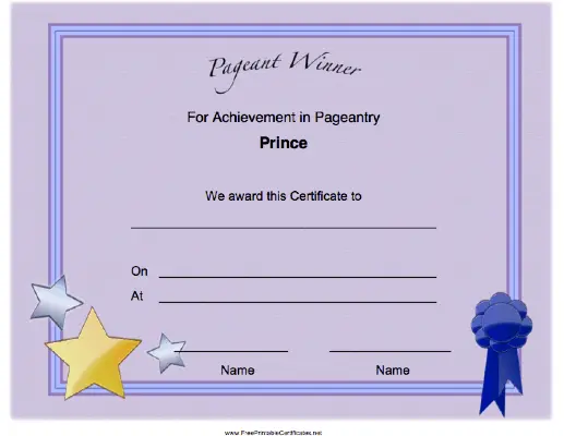 Pageant Prince Achievement