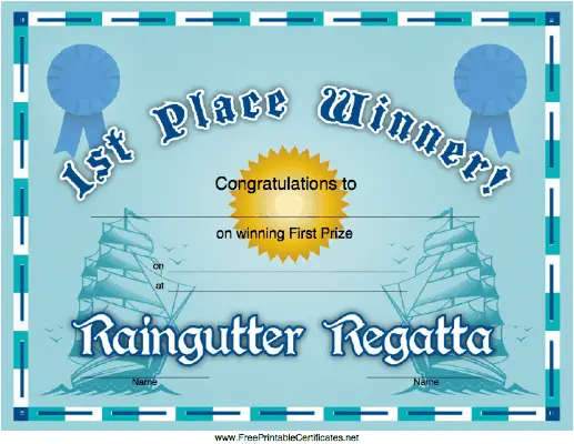 Raingutter Regatta 1st Place