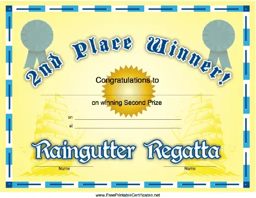 Raingutter Regatta 2nd Place