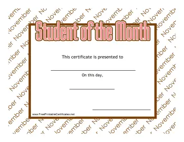 Student Of The Month November