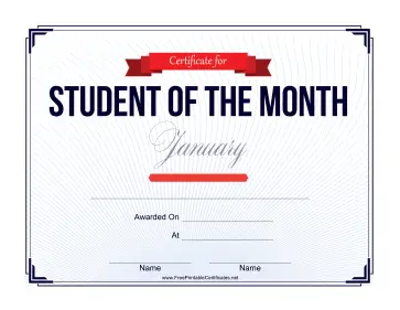 Student of the Month Certificate for January