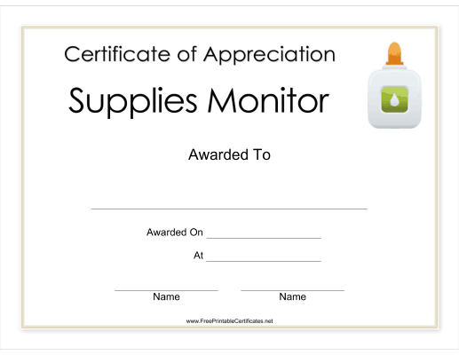 Supplies Monitor Appreciation