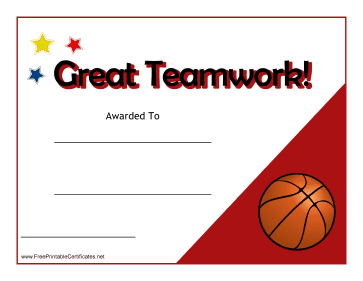 Teamwork Certificate Basketball
