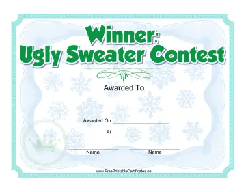Ugly Sweater Christmas Contest Award