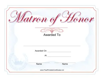 Wedding Matron of Honor