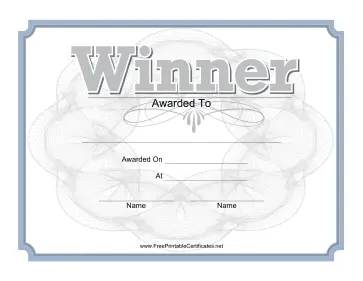 Winner Certificate Silver