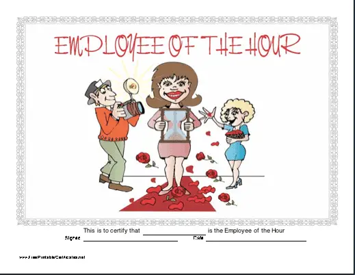 Employee of the Hour Certificate (female)