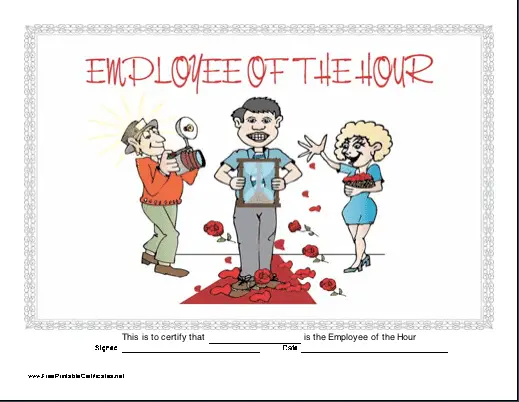 Employee of the Hour Certificate (male)