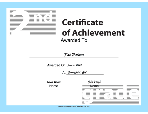 2nd Grade Achievement certificate