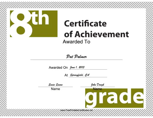 8th Grade Achievement certificate