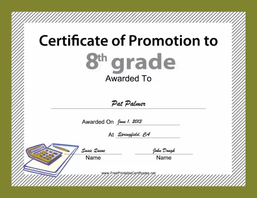 8th Grade Promotion certificate