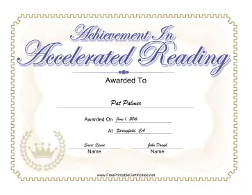 Accelerated Reading certificate