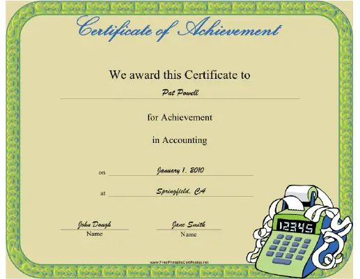 Accounting certificate