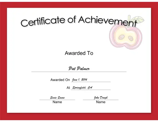 Apple Achievement certificate