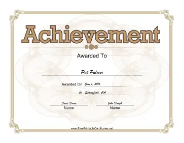 Achievement Certificate Blank certificate