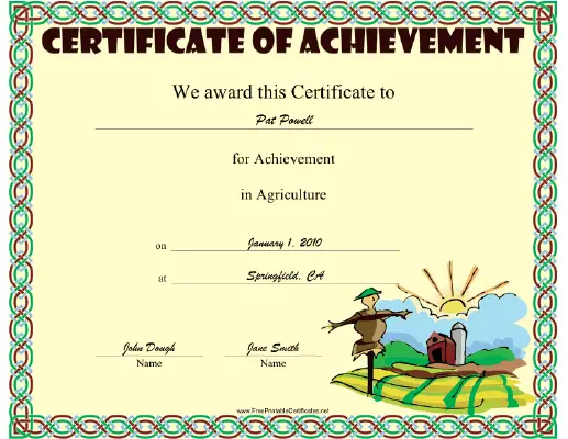Agriculture certificate
