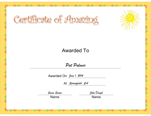 Amazing certificate