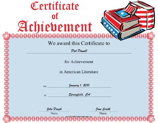 American Literature certificate