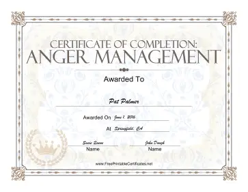 Anger Management certificate