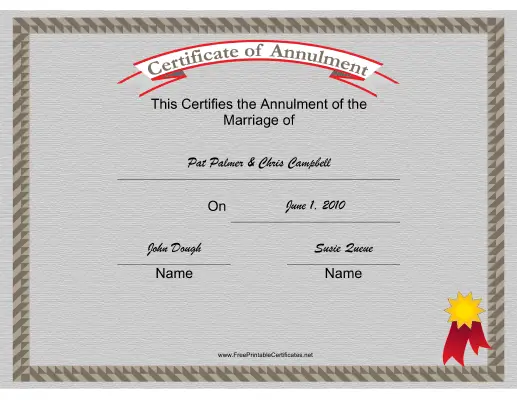 Annulment certificate