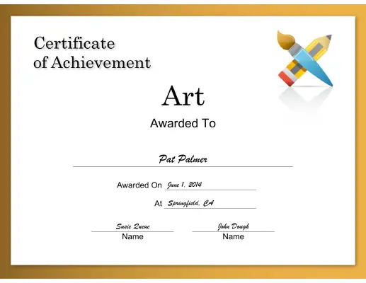 Art Achievement certificate