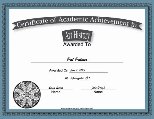 Art History Academic certificate