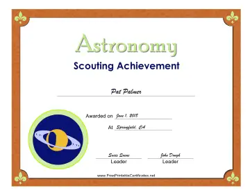 Astronomy Badge certificate