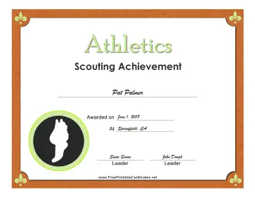 Athletics Badge certificate