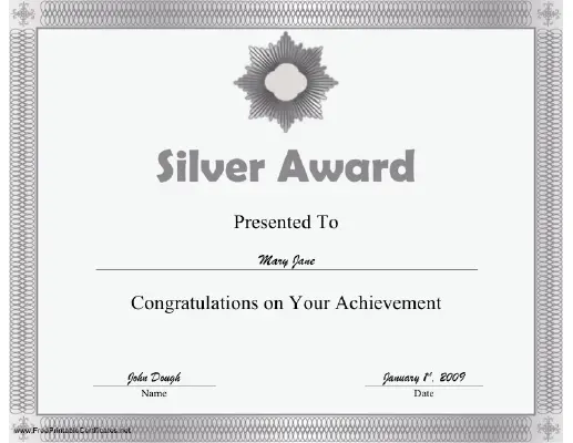 Silver Award certificate