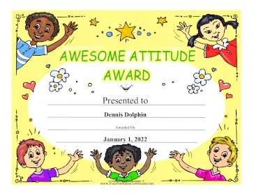 Awesome Attitude Award certificate