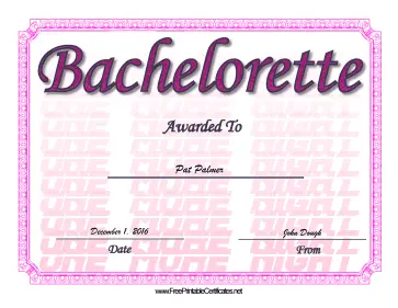 Bachelorette certificate