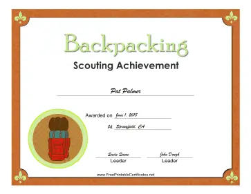 Backpacking Badge certificate
