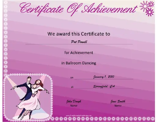 Ballroom Dancing certificate