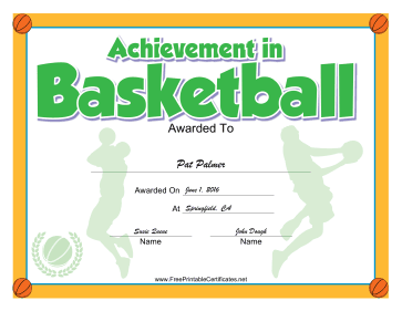 Basketball certificate