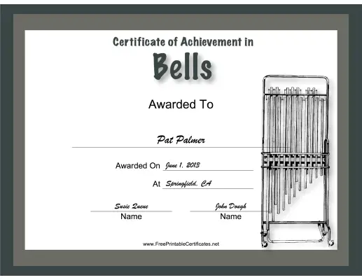 Bells Instrumental Music certificate