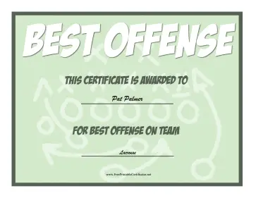 Best Offense Award certificate