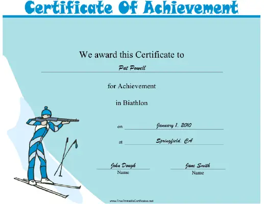 Biathlon certificate
