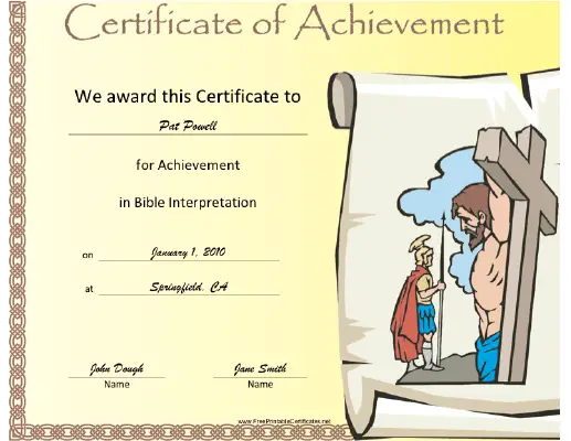 Bible Interpretation certificate