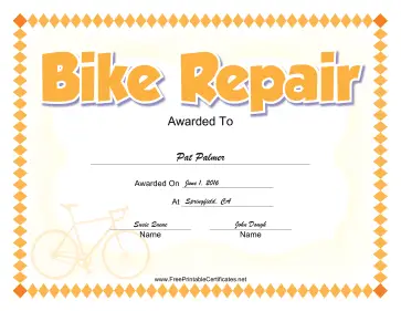 Bike Repair certificate