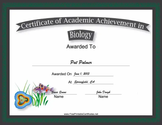 Biology Academic certificate