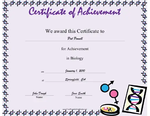 Biology certificate