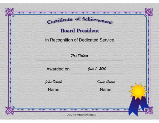 Board President certificate