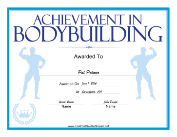 Bodybuilding Blue certificate