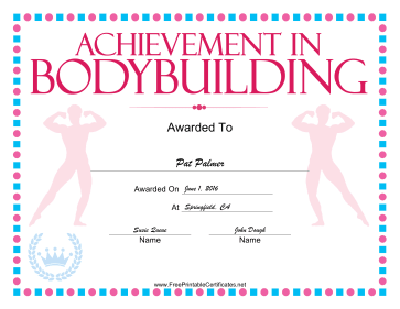 Bodybuilding Pink certificate