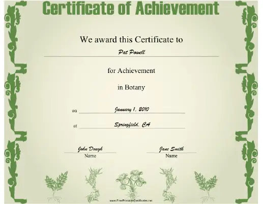 Botany certificate