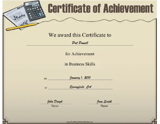 Business Skills certificate