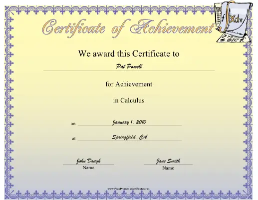 Calculus certificate