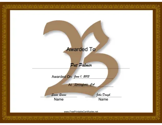 B Monogram certificate