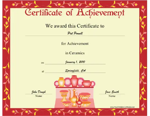 Ceramics certificate