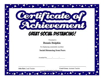 Certificate Of Achievement Social Distancing certificate